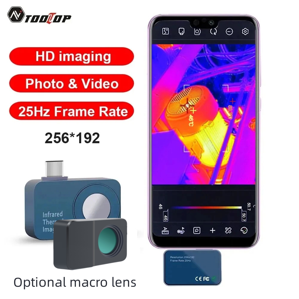 Infiray P2 Pro Macro Lens - TOOLTOP T7 256*192 Android type-c imageur