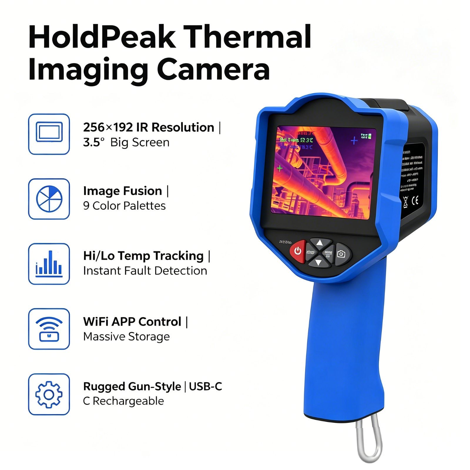 Thermal Imaging Camera 256X192 - Caméra thermique HoldPeak 256x192 IR 50mK